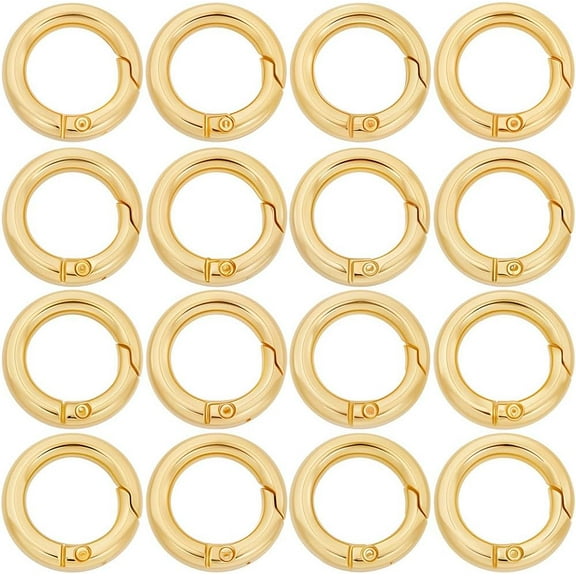 1 Box 32pcs o Ring Spring Clasp Gold Metal Spring o Ring 20mm Rack Plating Light Gold Alloy Round Keys Trigger Snap Hook Rings
