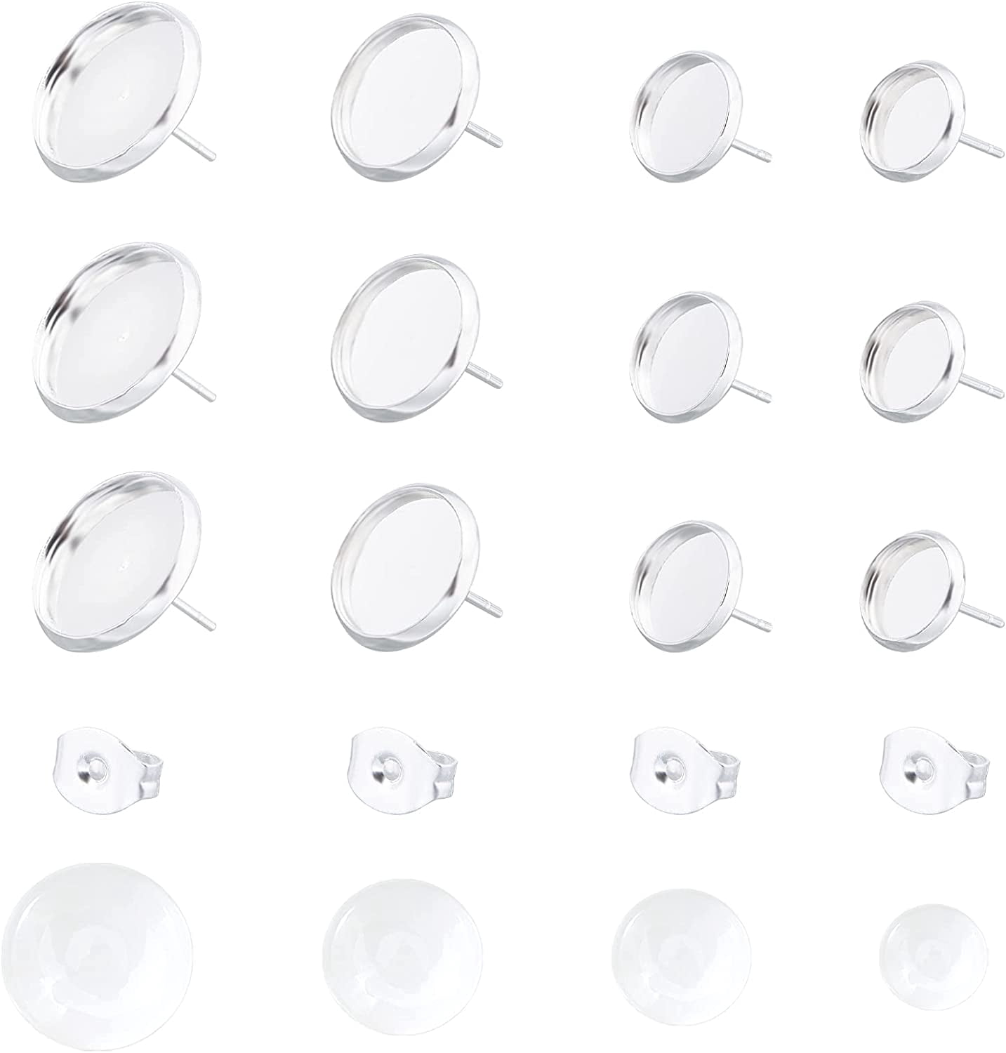 Craftdady 50pcs Stainless Steel Earring Blanks - 20mm Round Post Cabochon Settings For DIY Jewelry Making