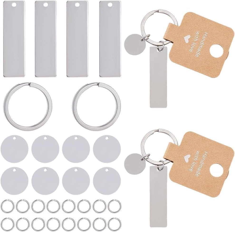 1 Box 36 Pack Engravable Metal Keychain Blanks Stainless Steel Stamping ...