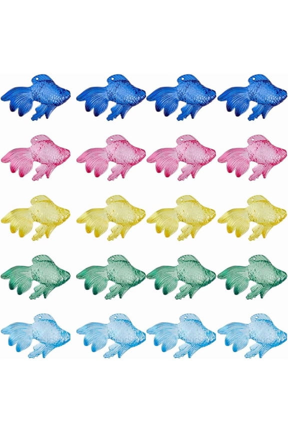 1 Box 36 Pcs 6 Colors Charms Bulk Acrylic Fish Charms Bulk Plastic Colorful Cute Transparent Fishes Summer Ocean Sea River Animal Charms for Jewelry Making Necklace Bracelet Earring
