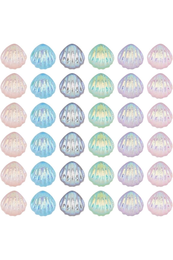 1 Box 360Pcs 6 Colors Seashell Resin Charms Summer Embellishments Transparent Rainbow Iridescent Glitter Ocean CabochonsScrapbooking DIY Crafts
