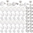 thumbnail image 1 of 1 Box 36Pcs 3 Size Flat Round Earring Posts Silver Stud Earring Findings Hypoallergenic Stainless Steel Ear Studs with Butterfly Ear Back Blank Earring Posts for Jewelry Making Supplies DIY Silver, 1 of 6