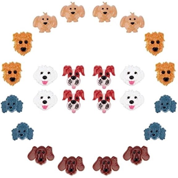 1 Box 36Pcs 6 Styles Dog Cabochon Animal Resin Cabochons Flatback 3D Puppy Head Slime Charms Colorful Mini Golden Retriever Beagle for DIY Scrapbooking Jewelry Making Supplies