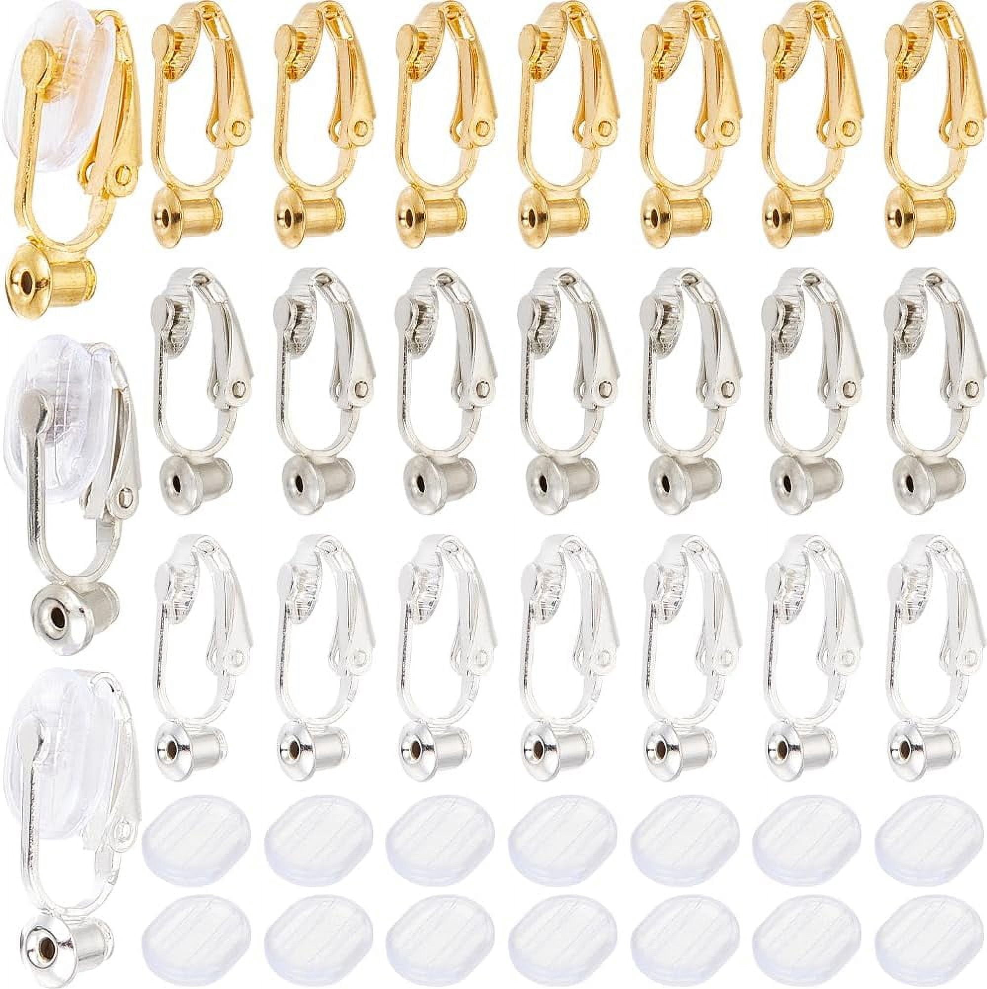 Ear Pin Clips 1 Box 36Pcs Clip-on Earring Converter Silver Clip Earrings Backs Brass ...