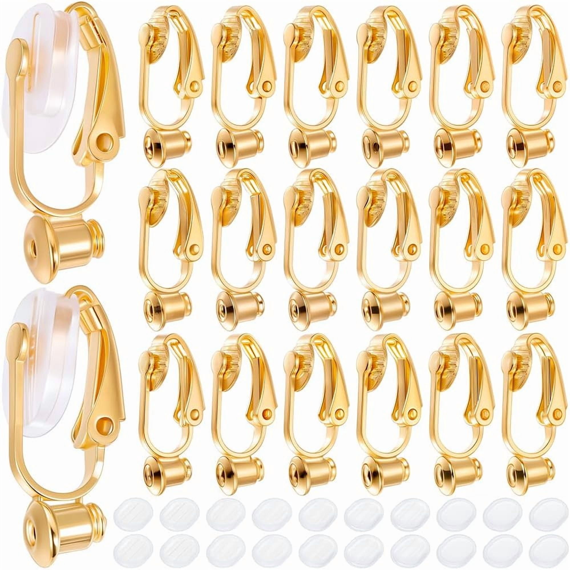 1 Box 36Pcs Gold Earring Converter Clip on Earrings Converter Brass Non ...