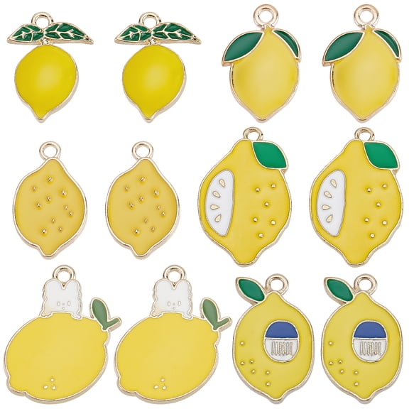 1 Box 36Pcs Lemon Charm Lemon Enamel Charms Yellow Fruit Rabbit Easter Holiday Bunny Charms for Jewelry Making Charm Thanksgiving Harvest