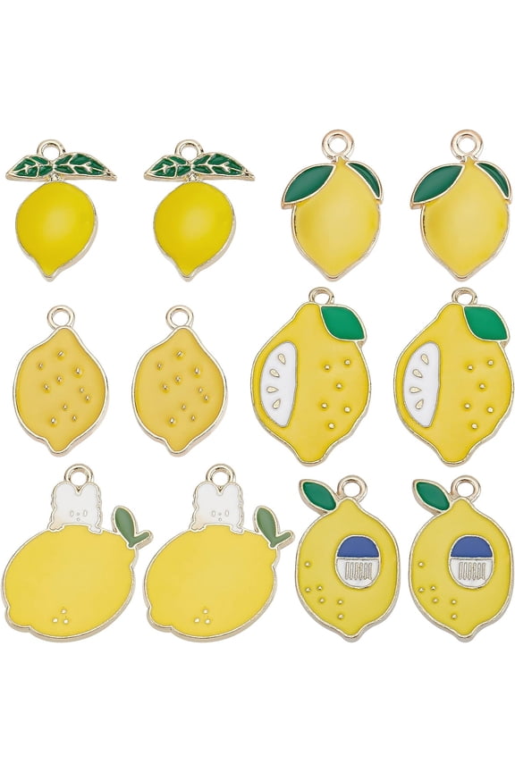 1 Box 36Pcs Lemon Charm Lemon Enamel Charms Yellow Fruit Rabbit Easter Holiday Bunny Charms