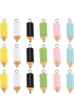 1 Box 36Pcs Teacher Charms School Charm Resin 3D Crayon Charm Back to School Teacher's Day Funny Pencil Charms Stationery Crayons Charm for Jewelry Making Charms DIY Craft Supplies for diy making