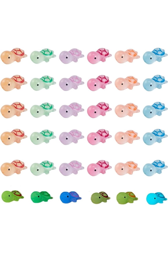 1 Box 36Pcs Turtle Resin Charms Luminous Turtles Mini 3D Animal Cabochons Summer Ocean Hawaii Tortoise Flatback Charms for DIY