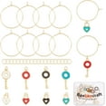thumbnail image 1 of 1 Box 36Pcs Wine Glass Charm Rings 18K Gold Plated Earring Beading Hoop with Heart Padlock & Key Identifier Markers Tags for Wine Cocktail Party Favors Wedding Making DIY, 1 of 7