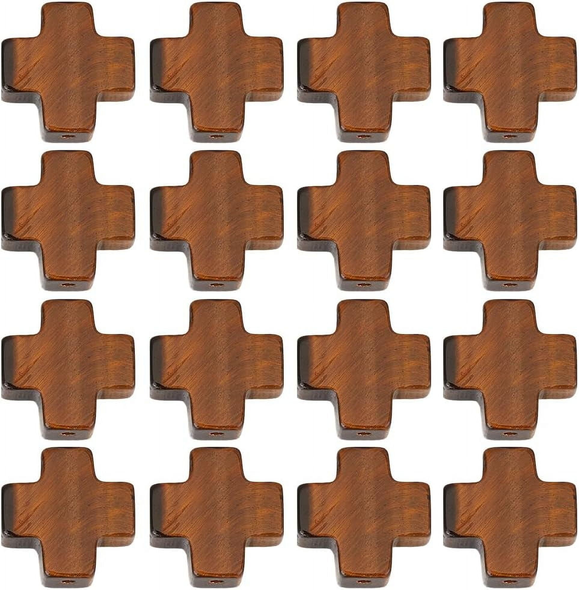1 Box 36pcs Natural Stone Cross Beads Cross Spacer Beads Easter Rosary Natural Tiger Eyebrown Gemstones Crosses Loose Spacer Bead for Jewelry Making Bracelets Earrings Adult Women