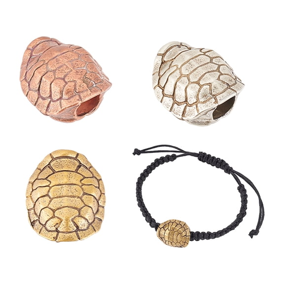 1 Box 3Pcs 3 Colors Brass Beads Turtle Shell Mixed Color 19x16.5x10mm Hole: 6mm 1pc/color