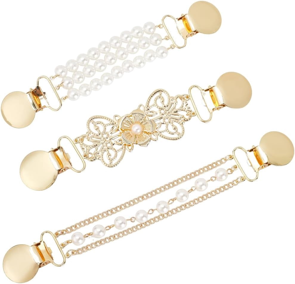 Pince à Vêtement Vintage Martingale En Perles - Doré - Années 1980 - Occasion