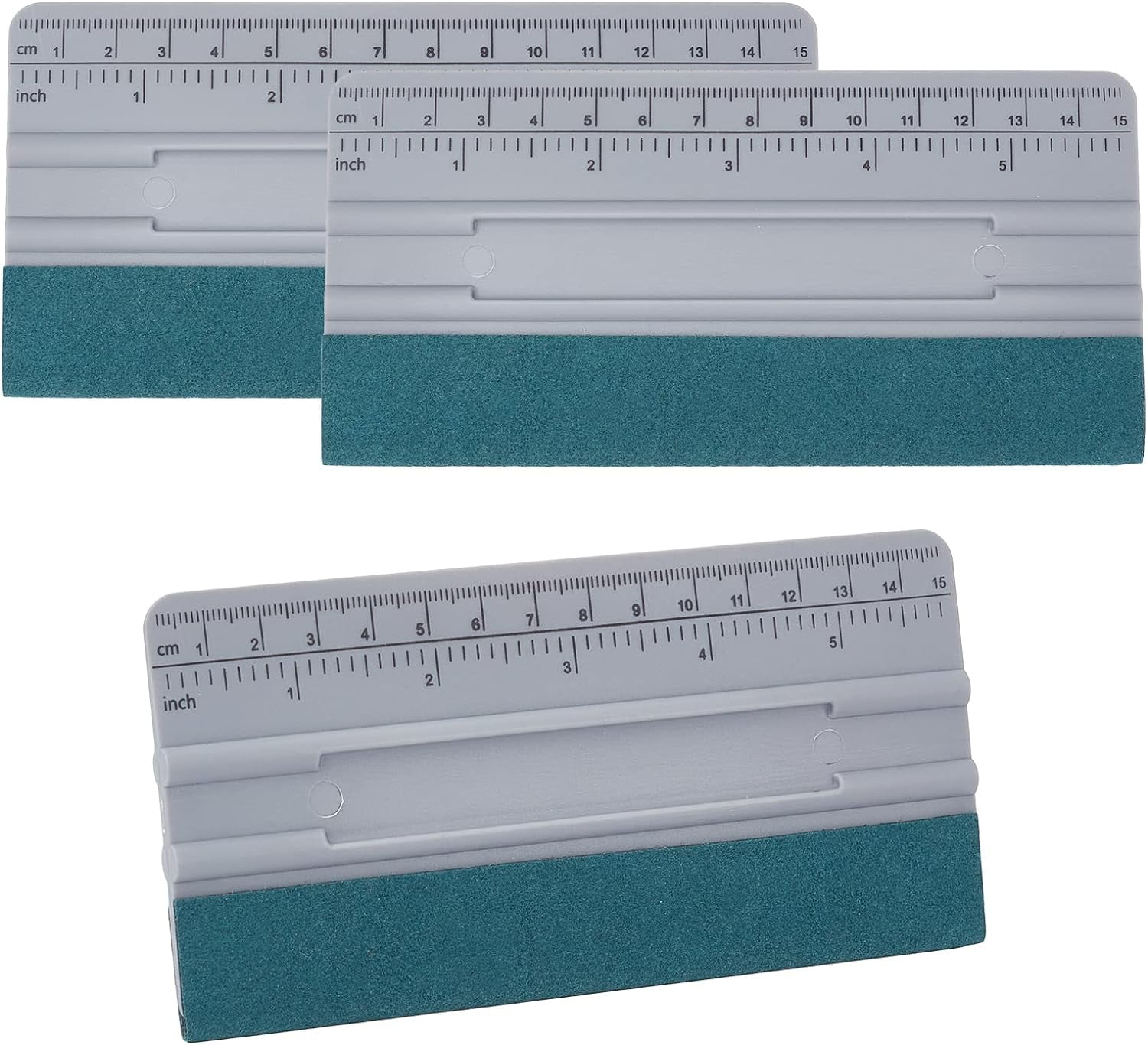1 Box 3Pcs 6inch Vinyl Wrap Squeegee with Ruler and Micro-Fiber Felt Edge Graphic Wallpaper Film Installation and Measuring Tool Rectangle Vinyl Scraper for Sticker Wrap Application Tools