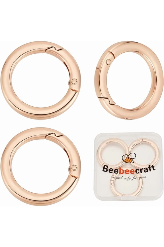 1 Box 3Pcs O Ring for Purse Strap Alloy Round Hooks Carabiner Replacement Buckle Spring Gate Ring for Bags Handbags Keys Keychains Accessories Gold