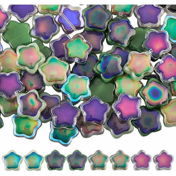 1 Box 4 Color 72PCS Star Mood Temperature Sensing Glass Beads with Holes Stars Shaped Color Changing Two Tone Spacer Loose Bead for Jewelry Making Necklace Earring Bracelet Diy Craft Supply