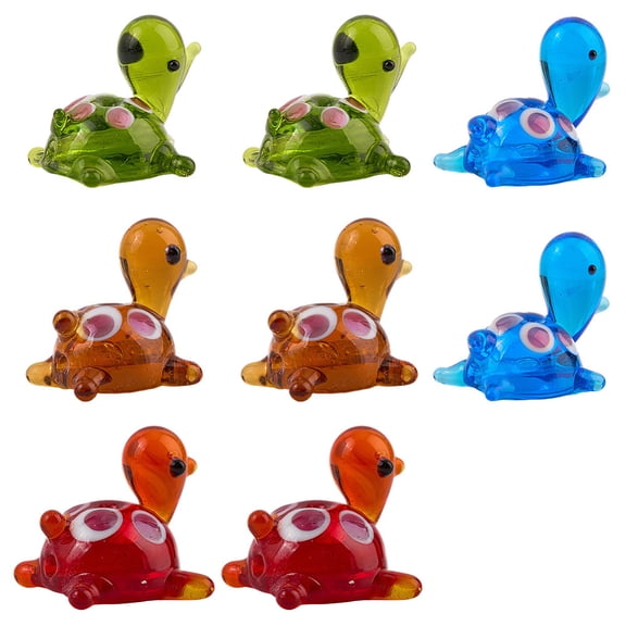 1 Box 4 Colors 8PCS Turtle Lampwork Glass Beads with Holes Clear Cartoon Tortoise Handmade Cute Animal Spacer Loose Charms Bead