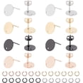 thumbnail image 1 of 1 Box 4 Mixed Colors Stud Earrings 40pcs(20Pairs) Stainless Steel Stud Earring with Ear Nuts 0.8mm Pin Flat Round Earring Post with Loop Earring Studs Components for Jewelry Making, 1 of 7