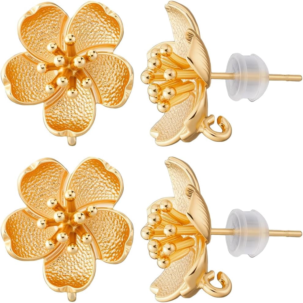 1-box-4-pair-flower-stud-earring-finding-18k-gold-plated-brass-cute