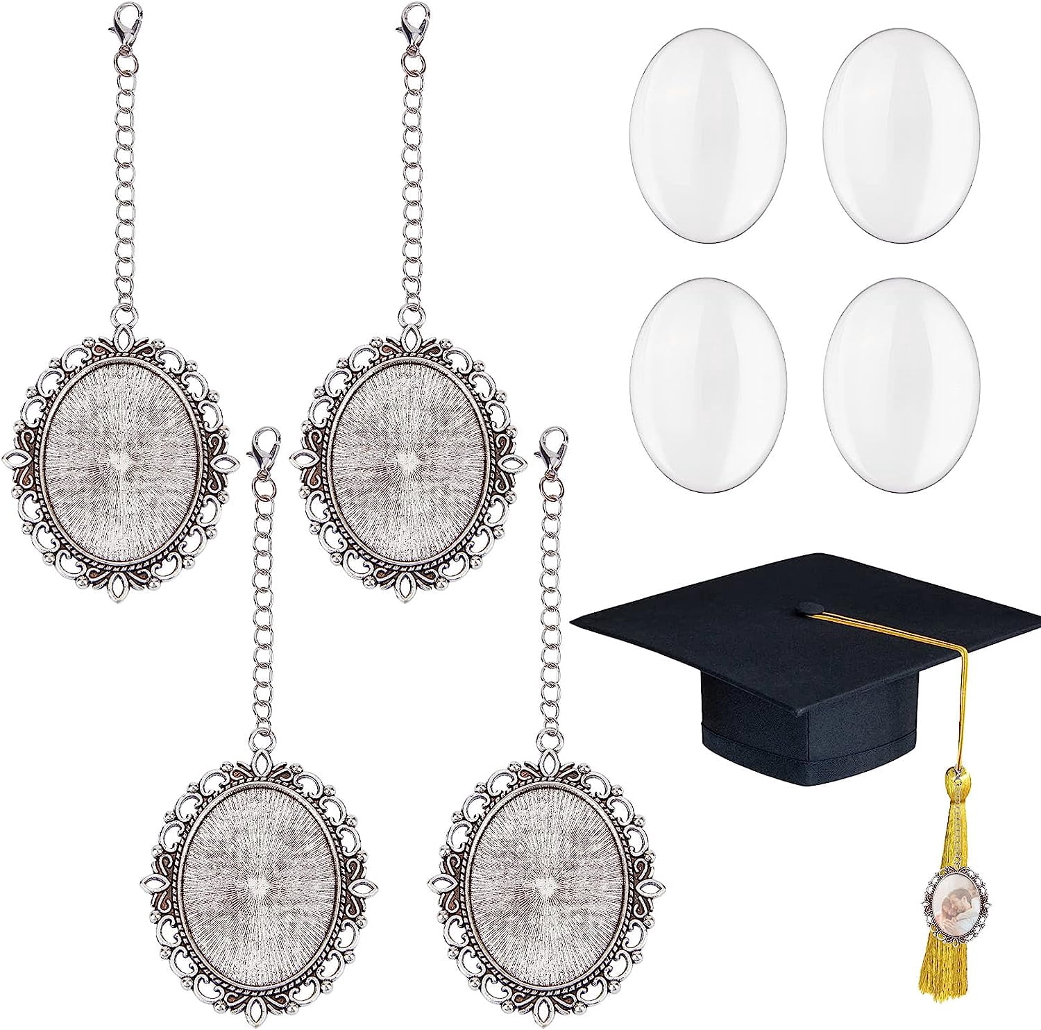 1 Box 4 Set Graduation Cap Charms 2023 Memorial Photo Charm Cabochon ...