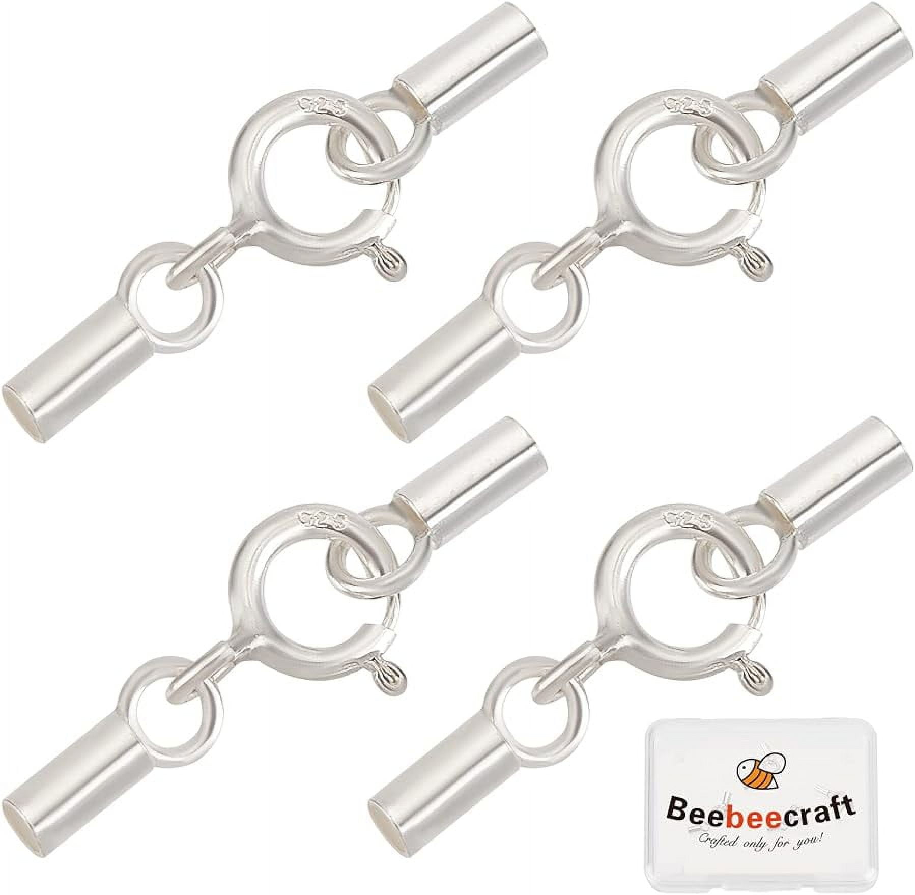 1 Box 4 Sets Cord End Caps 925 Sterling Silver Gluein Fasteners with