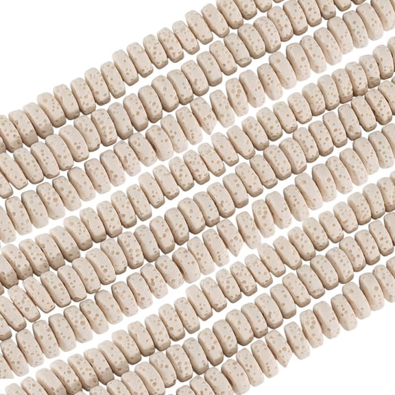 1 Box 4 Strands White Flat Round Lava Rock Beads with Holes Natural Volcanic Stone Essential Oil Diffuser Gemstone Spacer Bead
