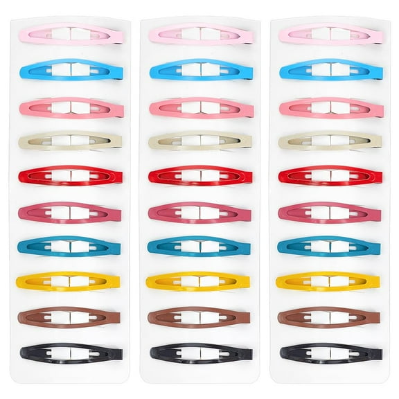 1 Box 40 Pcs 10 Colors Colored Hair Barrettes Snap Hair Clips Bulk Small Cute Colorful Metal Oval Long Iron Little Hairclip for Various Hairstyles Styling Design Women Accessories Supplies diy