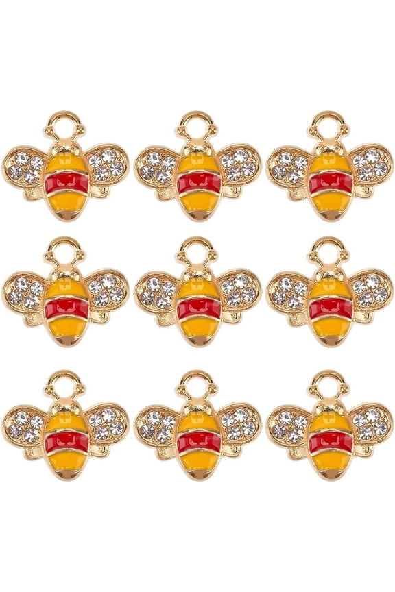 1 Box 40 Pcs Bee Charms Enamel Bee Charms Bulk Metals Alloy Little Bees Cute Yellow Honeybee Insects Charms for Jewelry Making Necklace Bracelet Earring DIY Crafts Decorations Gifts