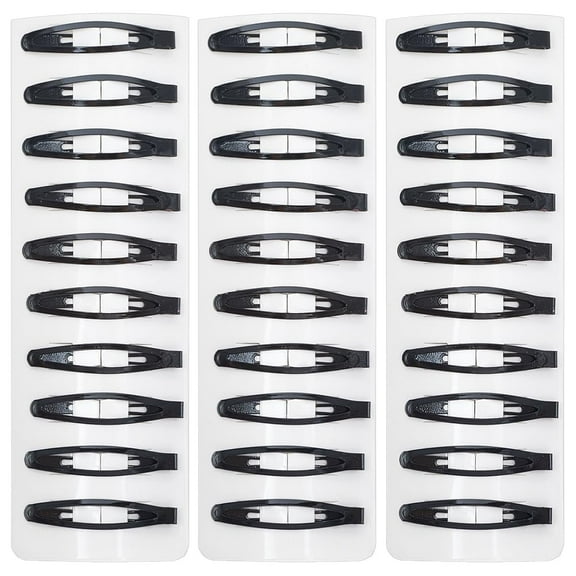 1 Box 40 Pcs Small Black Barrettes Metal Snap Hair Clips Bulk Iron Little Oval Long Hairpins