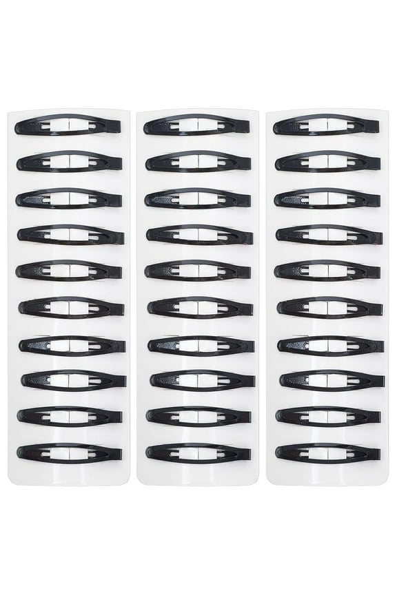 1 Box 40 Pcs Small Black Barrettes Metal Snap Hair Clips Bulk Iron Little Oval Long Hairpins