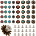 thumbnail image 1 of 1 Box 40 Sets 8 Style Coin Screw Rivets Decorative Buckle Sunflower Shape Castings Screw Back Button for Leather Screw Back Manual DIY Decoration, 1 of 6