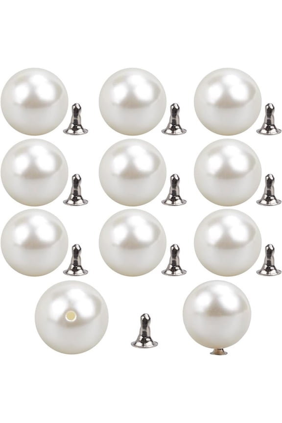 1 Box 40 Sets No-sew Pearl Buttons Detachable Button Pins 15.5mm Anti-Exposure Reusable Fixed Brooches Rivets Studs Decorative White Pearls Adjustable Buttons for Clothes Dress Shirt Shawl