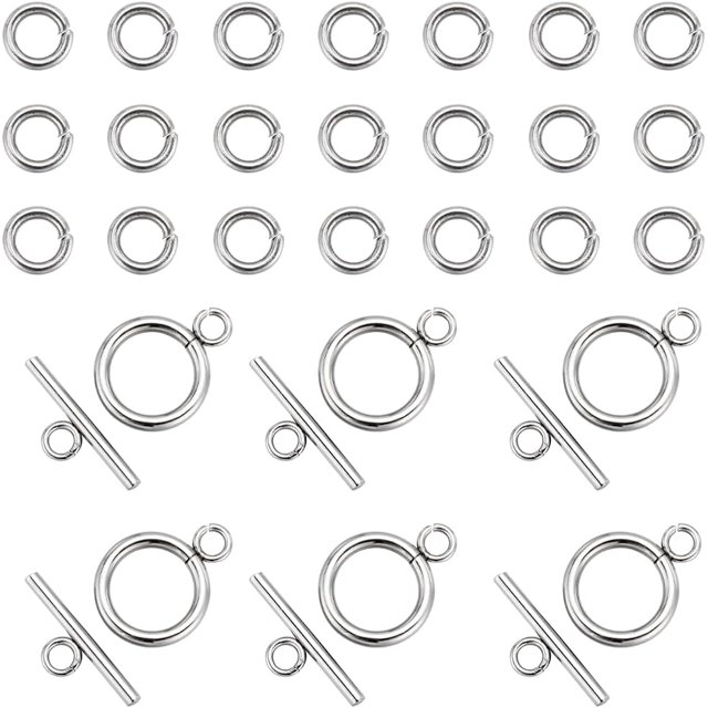 1 Box 40 Sets Stainless Steel Toggle Clasps 200Pcs Open Jump Rings