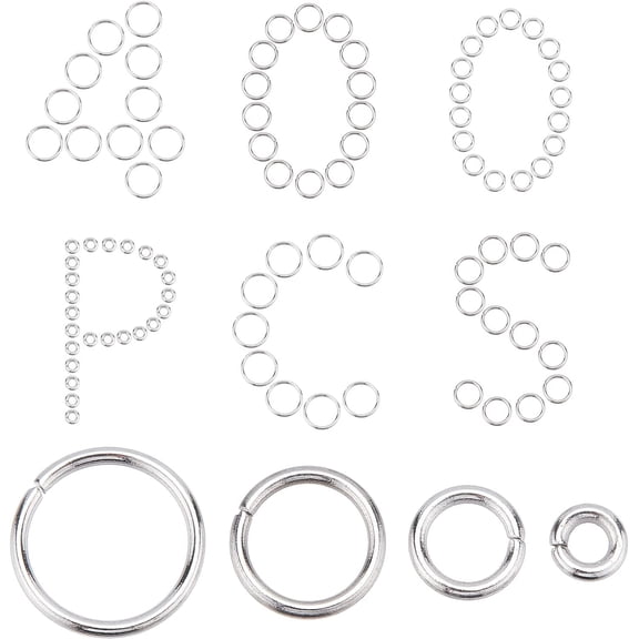 1 Box 400PCS 304 Stainless Steel Thick Strong Jump Rings Silver Metal Rings Craft Polished Smooth Connector Jump Rings for Jewelry Making Charms DIY Keychain Necklace Bracelet Accessories for DIY