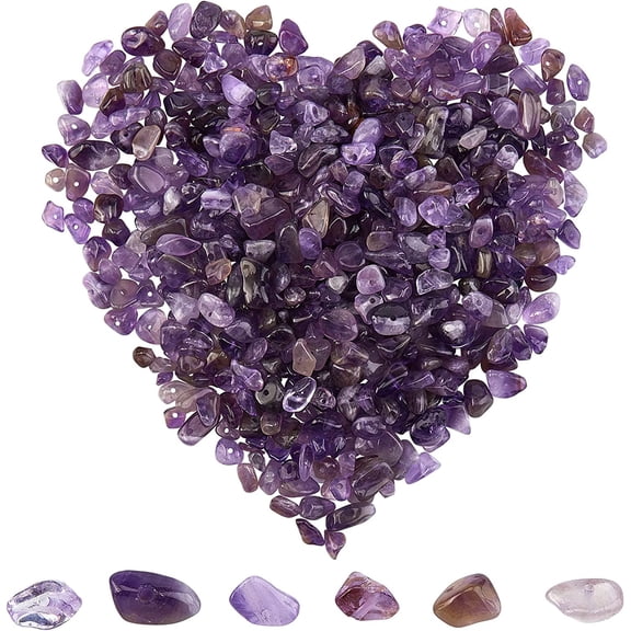 1 Box 400Pcs Amethyst Chips Beads 5-8mm Long Amethyst Crystal Chips with Holes Irregular Chips Stone Beads Gemstone Semi Precious for DIY Jewelry Making Bracelet Necklace DIY