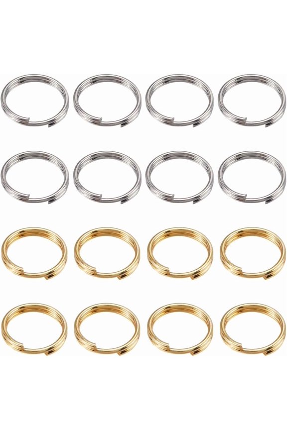 1 Box 400Pcs Double Loop Jump Ring 304 Stainless Steel Split Rings Silver Golden Metal Round Loops Opener Connectors Key Ring for Jewelry Making Necklace Bracelet DIY Crafts Accessories for DIY