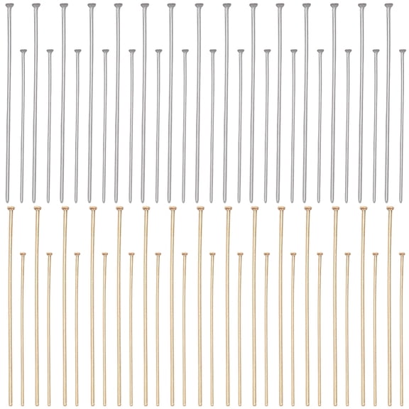 1 Box 400Pcs Flat Head Pin 304 Stainless Steel Head Pins 35/50mm Jewelry Gold Silver Flat Straight Findings DIY
