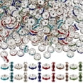 thumbnail image 1 of 1 Box 400Pcs Random Color 6mm Rhinestone Spacer Beads Crystal Rondelle Beads Brass Acrylic Wavy Edge Loose Wave Bead for Jewelry Making Supplies DIY Necklaces Bracelets Earrings Beaded Pens DIY, 1 of 6