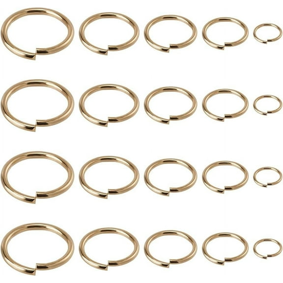 1 Box 400Pcs Real 24k Gold Plated Open Jump Rings 4-10mm Jump Ring O Rings Jumping Rings 304 Stainless Steel Jump Ring for Jewelry Making Accessories DIY Earrings Bracelet Necklace Craft GoldenDIY