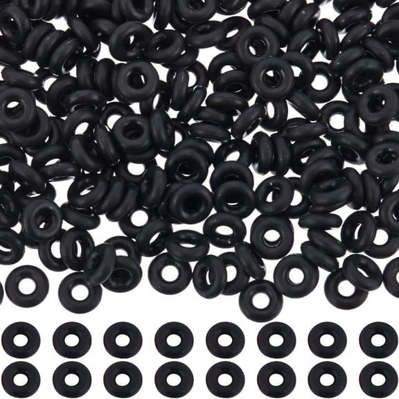 1 Box 400Pcs Silicone Rubber Rings Rubber Spacer Beads Small Donut Reusable Black O Ring Locating Clip Lock Beads Ends for Jewelry Making Bracelet Necklace DIY Craft Accessories Black