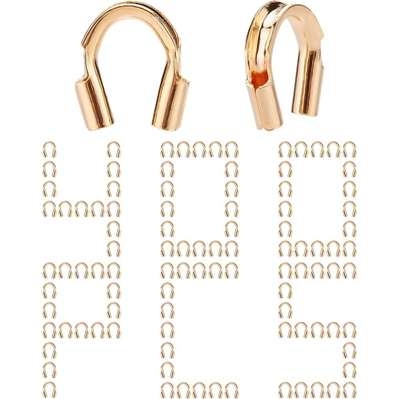 1 Box 400pcs 18K Gold Plated Small Wire Guard Thread Protector Loop Guardian Wire Guardians U Shape Accessories for Jewelry Charm Making Craft Golden