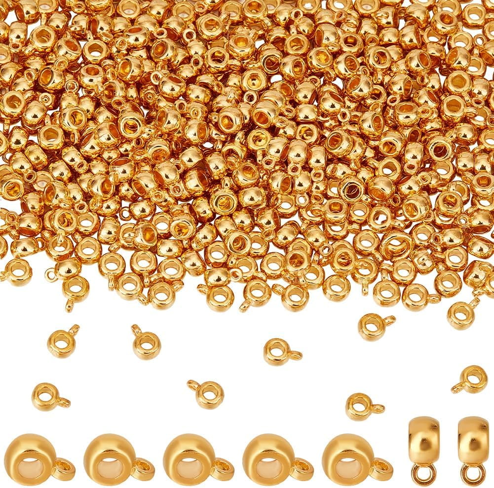 1 Box 400pcs Bail Tube Beads Gold Column Bail Beads European Style ...