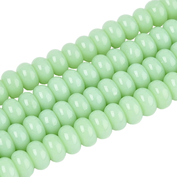 1 Box 405PCS 4MM Pale Green Rondelle Glass Beads with Small Holes Opaque Disk Disc Abacus Shape Smooth Spacer Loose Bead Bulk
