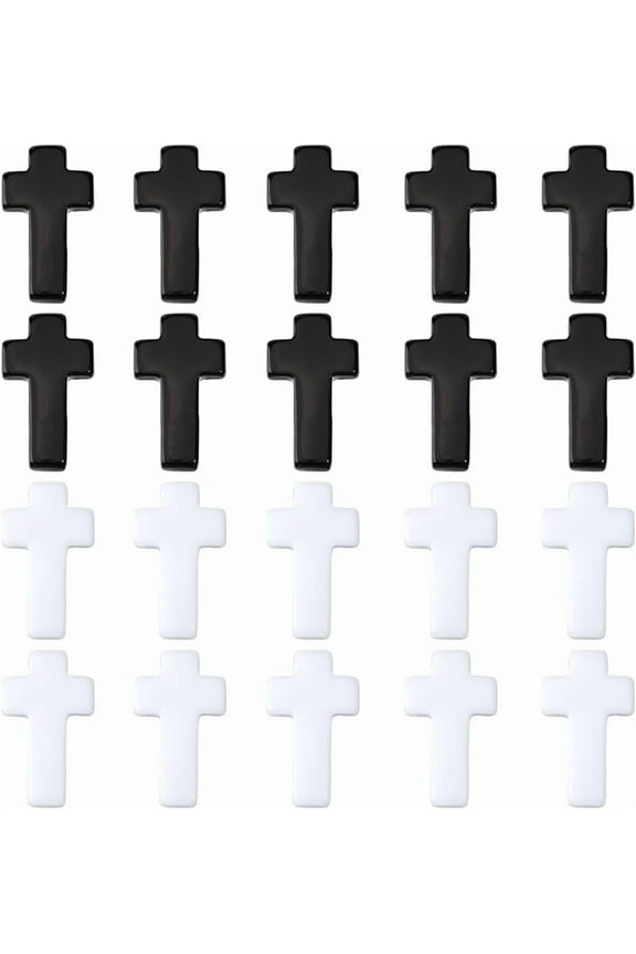 1 Box 40Pcs 2 Colors Mini Crosses Charms Cabochons Bulk Flatback Black and White Crucifix Charms