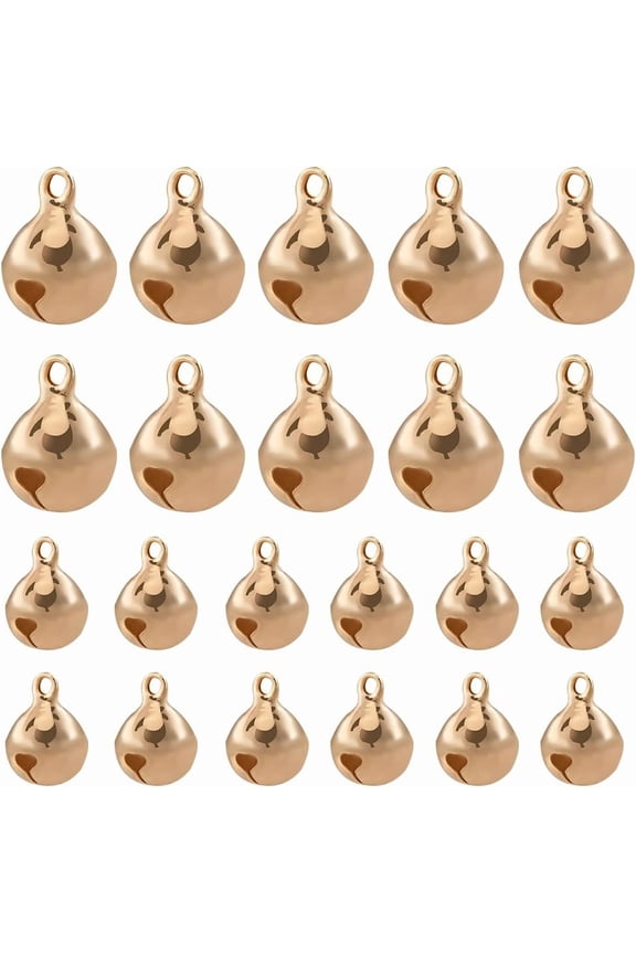1 Box 40Pcs 2 Sizes Bell Charms 18K Gold Plated Brass Jingle Bell Charms
