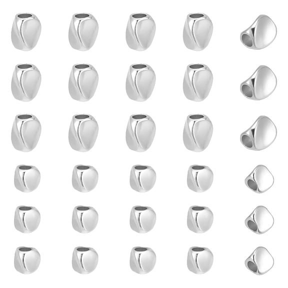 1 Box 40Pcs 2 Styles Brass Bead Twist Bead Silver 3~5x3~4x3~4mm Hole: 1.2~1.8mm 20pcs/style