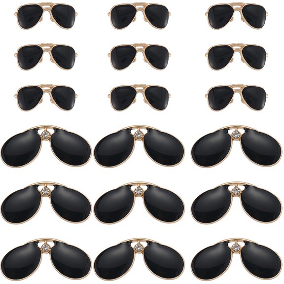 1 Box 40Pcs 2 Styles Mini Sunglasses Charms Bulk Eyeglass Charm Light Gold Black Small Cute Eye Glasses Alloy Enamel Pendants DIY