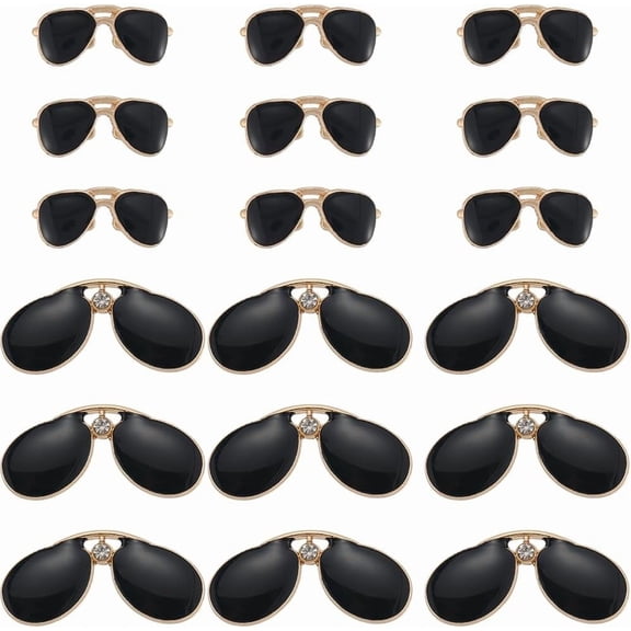 1 Box 40Pcs 2 Styles Mini Sunglasses Charms Bulk Eyeglass Charm Light Gold Black Small Cute Eye Glasses Alloy Enamel Pendants for DIY
