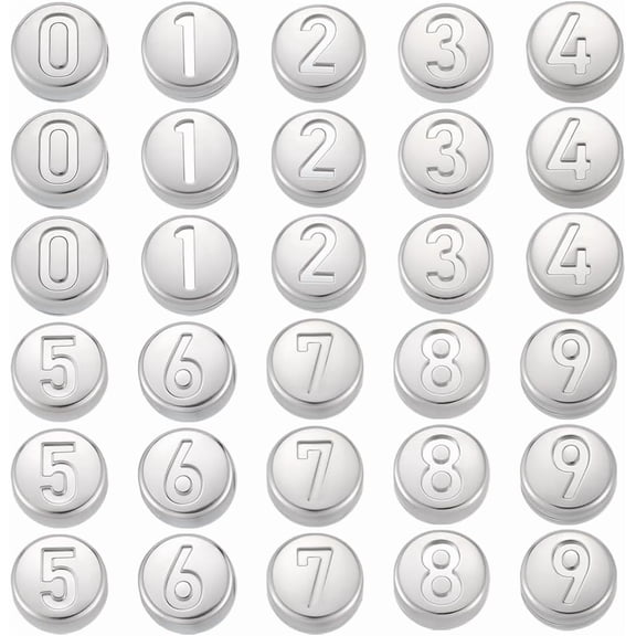 1 Box 40Pcs 304 Stainless Steel Flat Round Number Beads Silver 0-9 Number Bead Loose for DIY Jewelry Making Bracelets Necklaces Silver