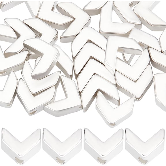 1 Box 40Pcs Arrow Beads 925 Sterling Silver Plated Brass 5.5x6.5x3mm Small Geometric Spacer Beads Connectors for Jewelry Making Necklace Bracelet DIY Crafts